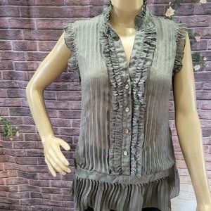 SIZE M XX3 Gray Ruffle Sleeveless Blouse INVPV55